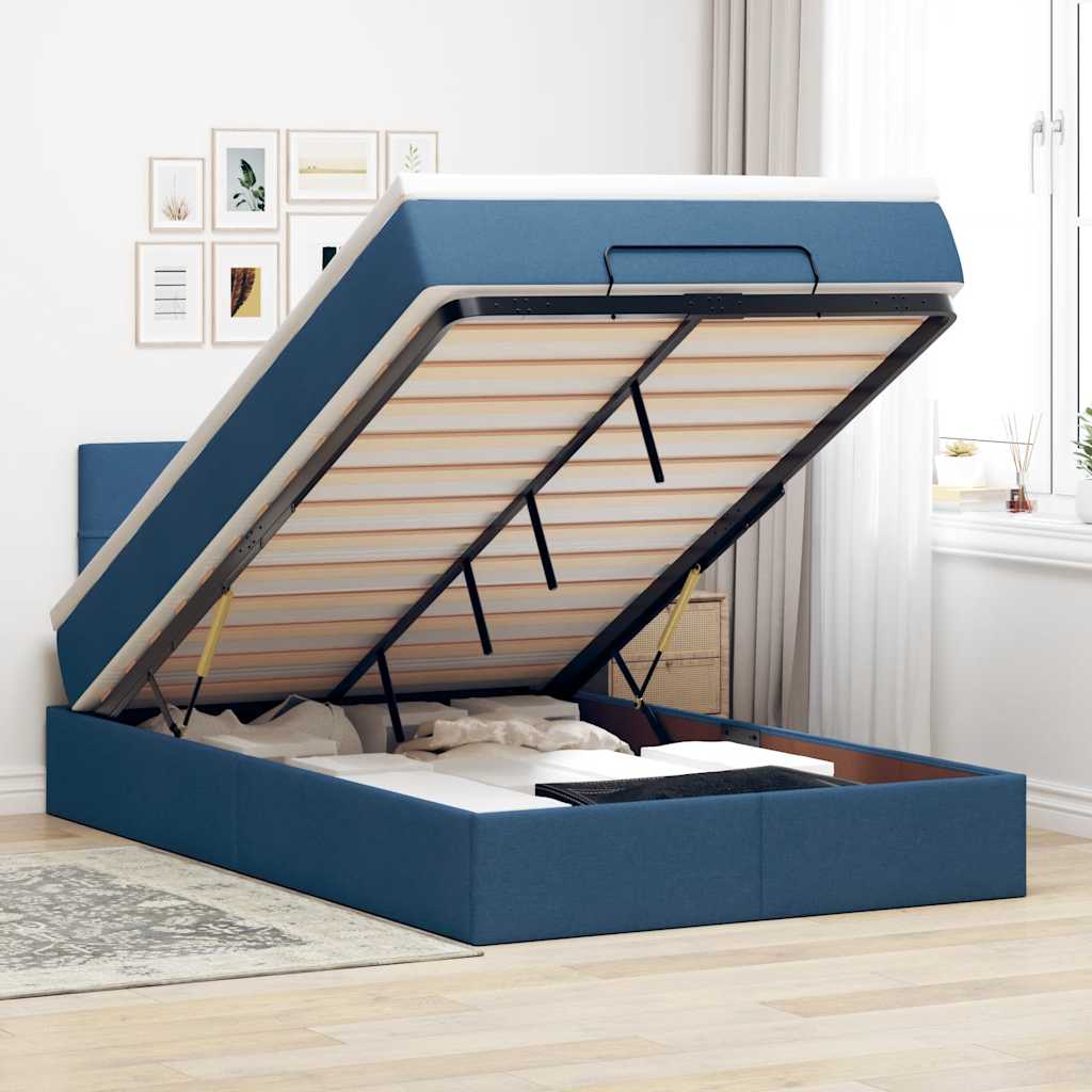 Lit Coffre Avec Matelas Et Led Tissu