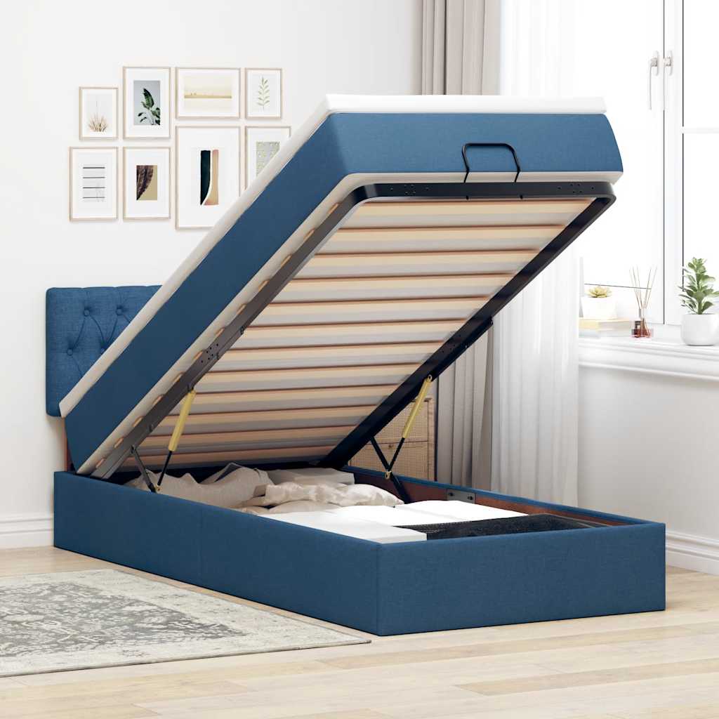 Lit Coffre Avec Matelas Et Led Tissu