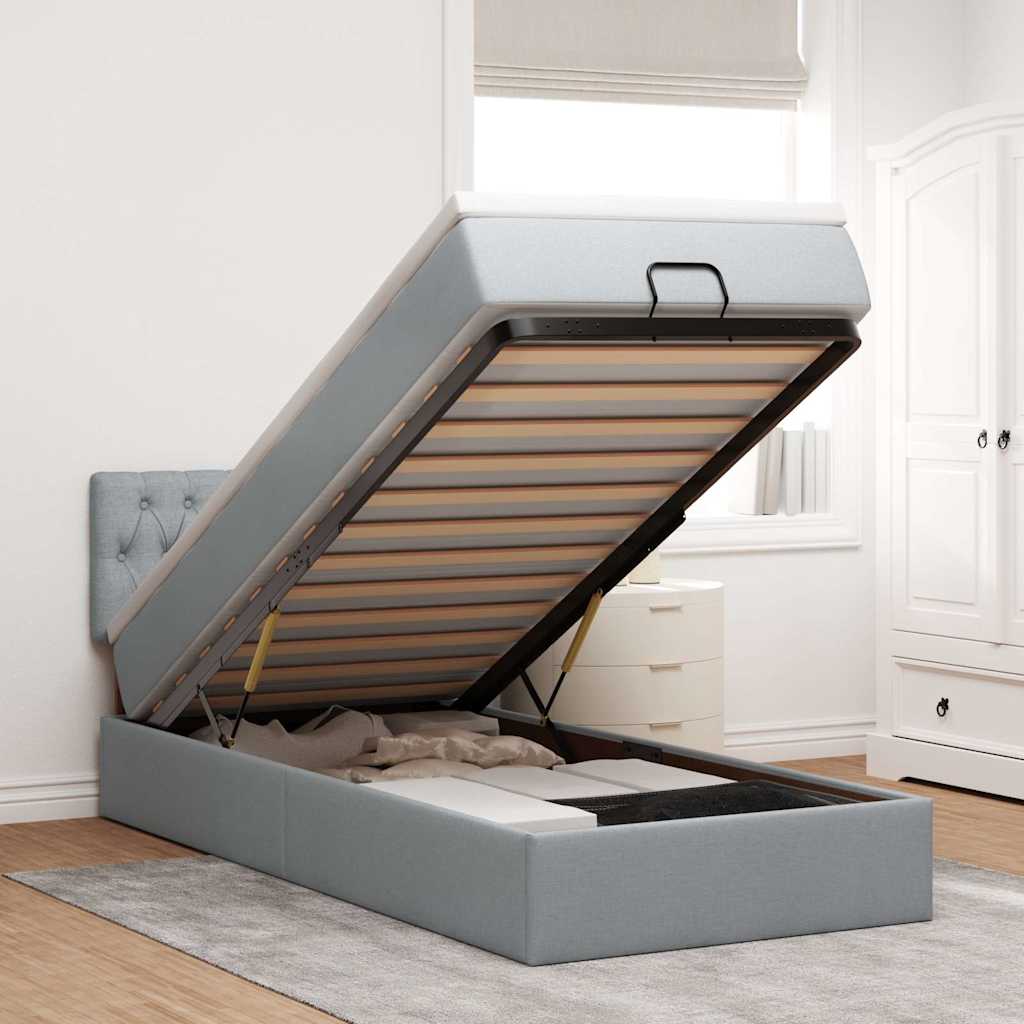 Lit Coffre Avec Matelas Et Led Tissu