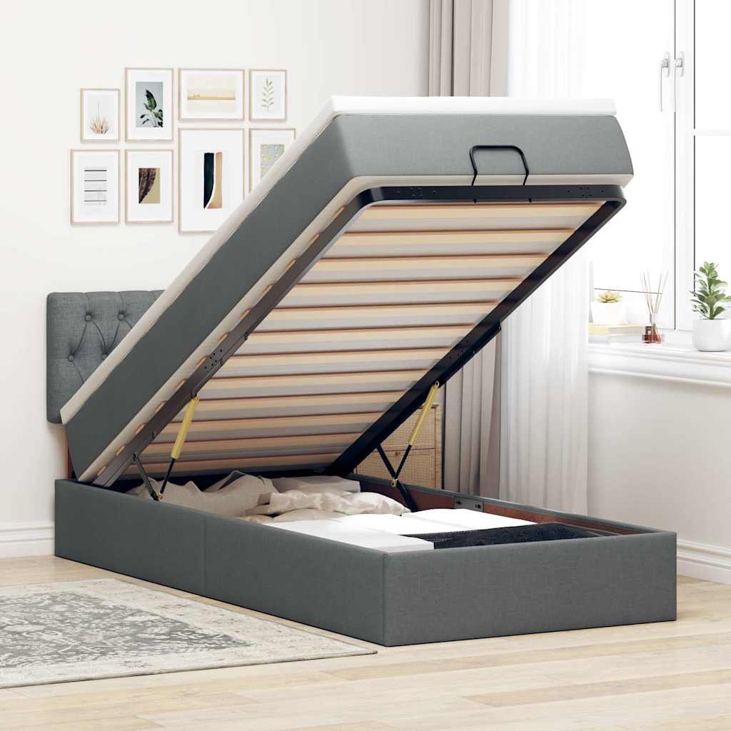 Lit Coffre Avec Matelas Et Led Tissu