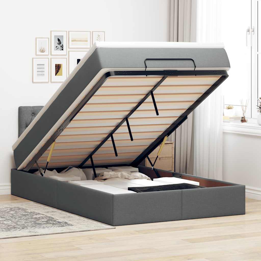 Lit Coffre Avec Matelas Et Led Tissu