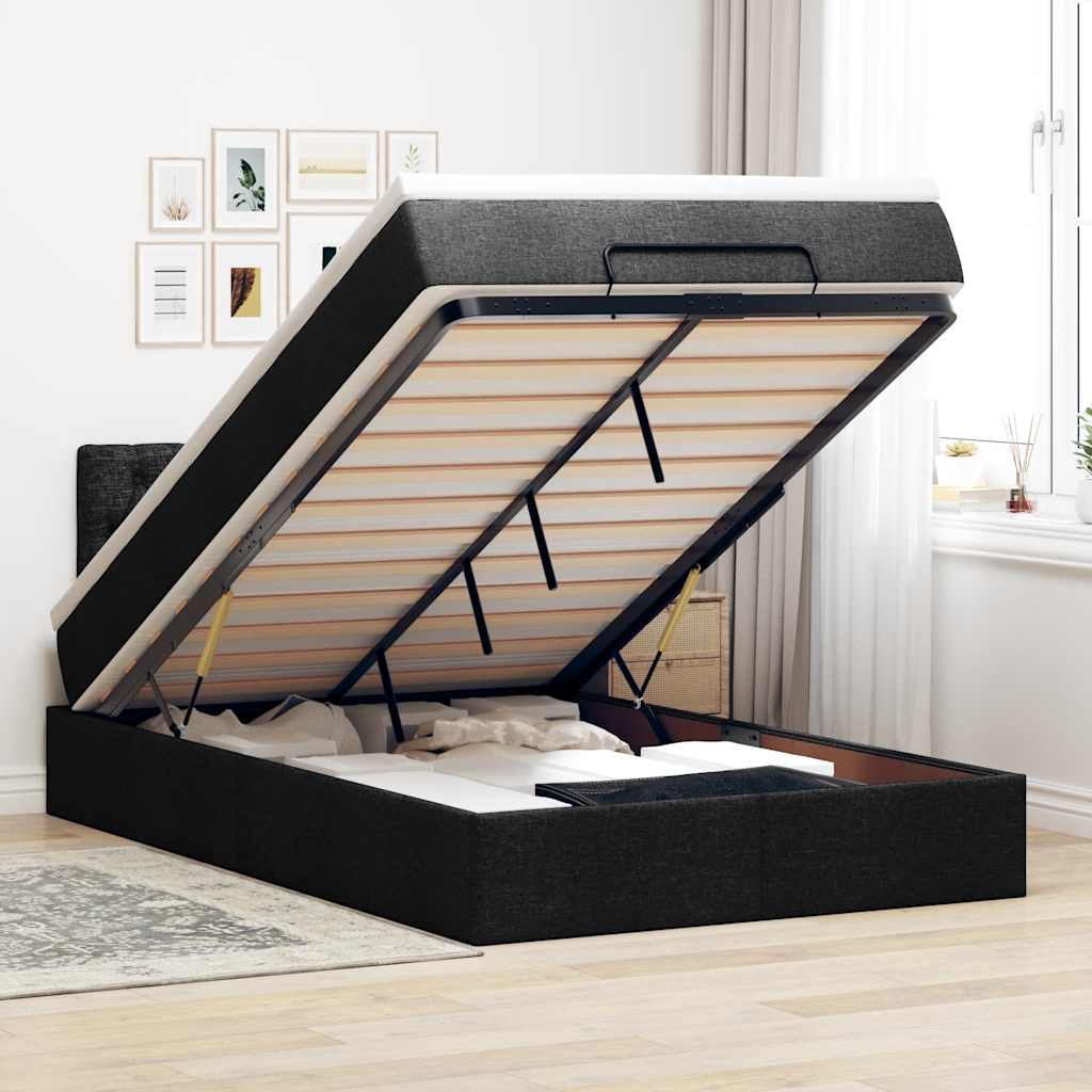 Lit Coffre Avec Matelas Et Led Tissu