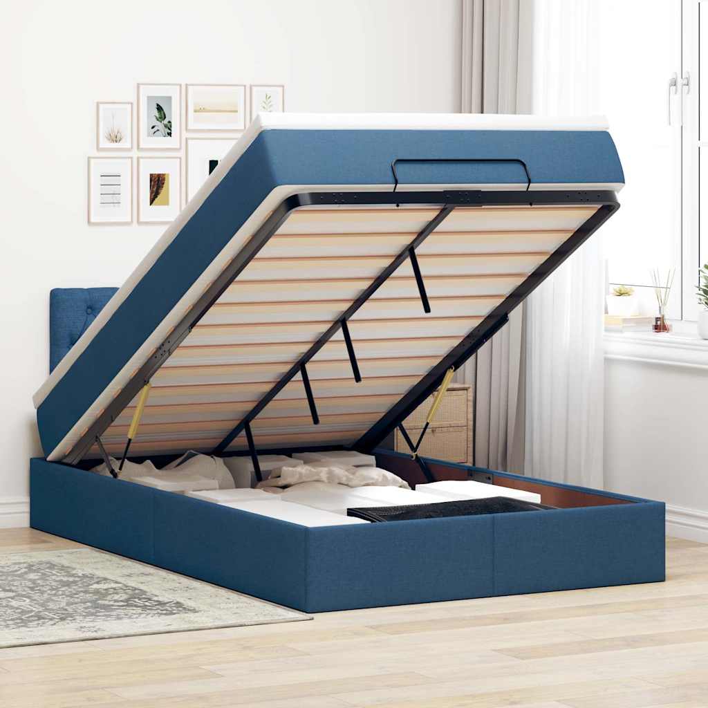 Lit Coffre Avec Matelas Et Led Tissu