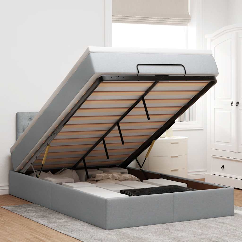 Lit Coffre Avec Matelas Et Led Tissu