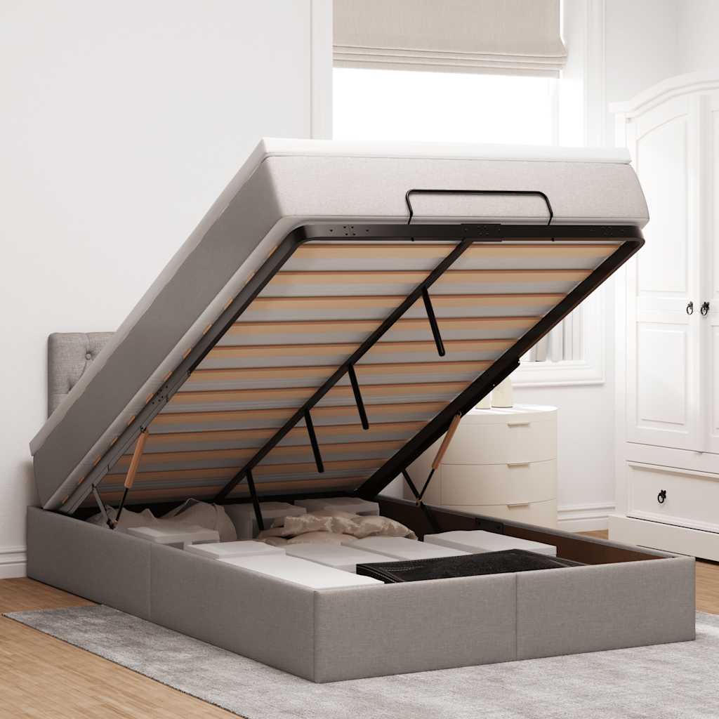 Lit Coffre Avec Matelas Et Led Tissu