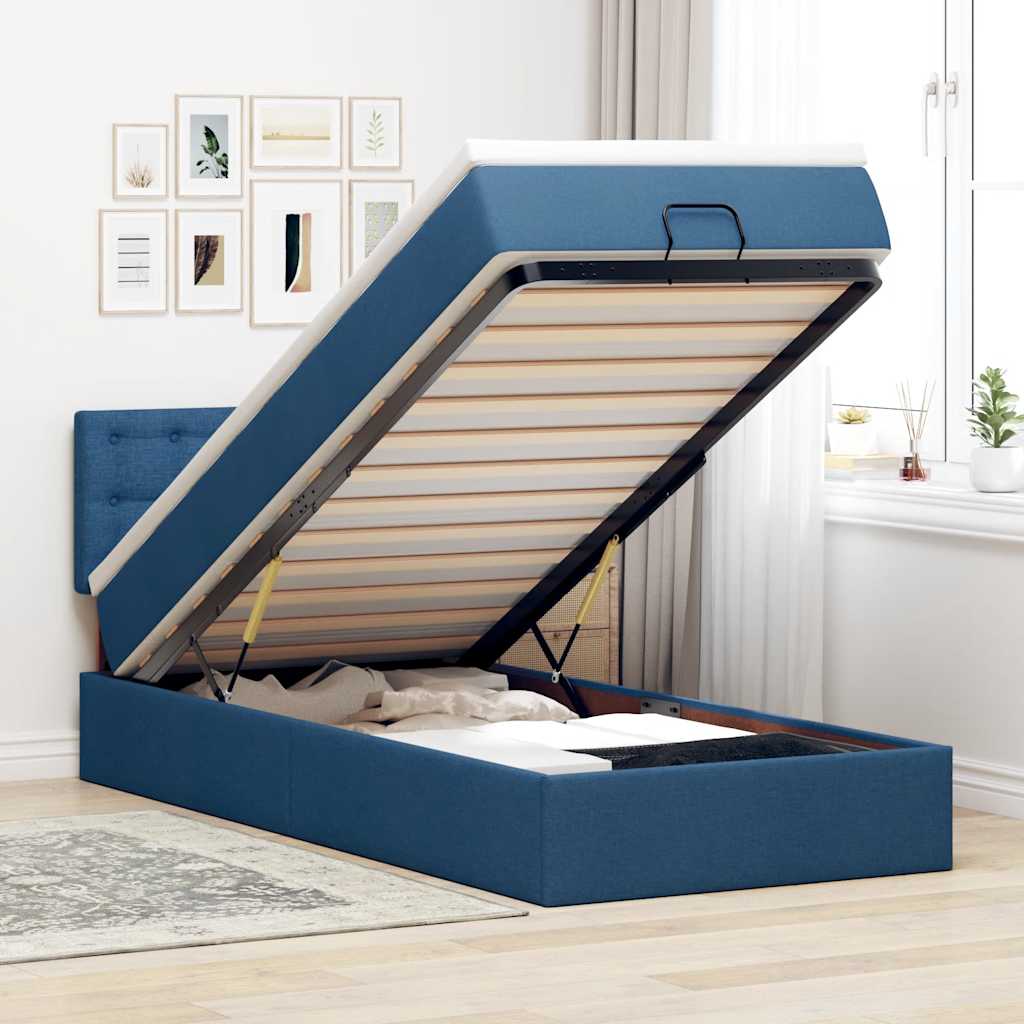 Lit Coffre Avec Matelas Et Led Tissu