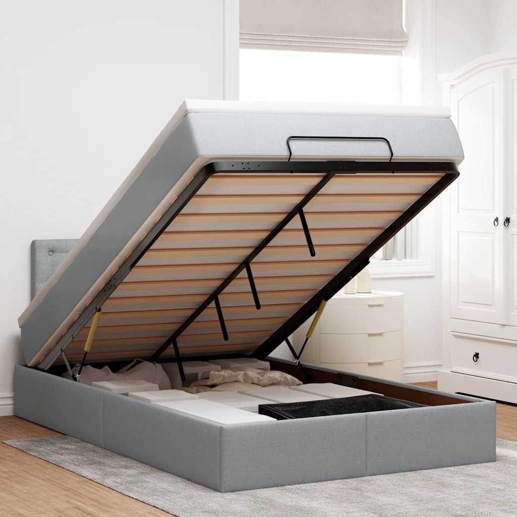 Lit Coffre Avec Matelas Et Led Tissu
