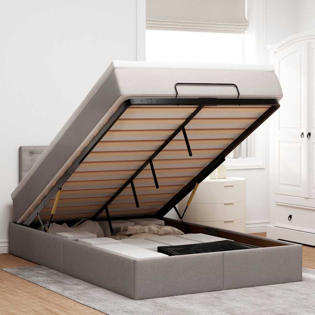 Lit Coffre Avec Matelas Et Led Tissu