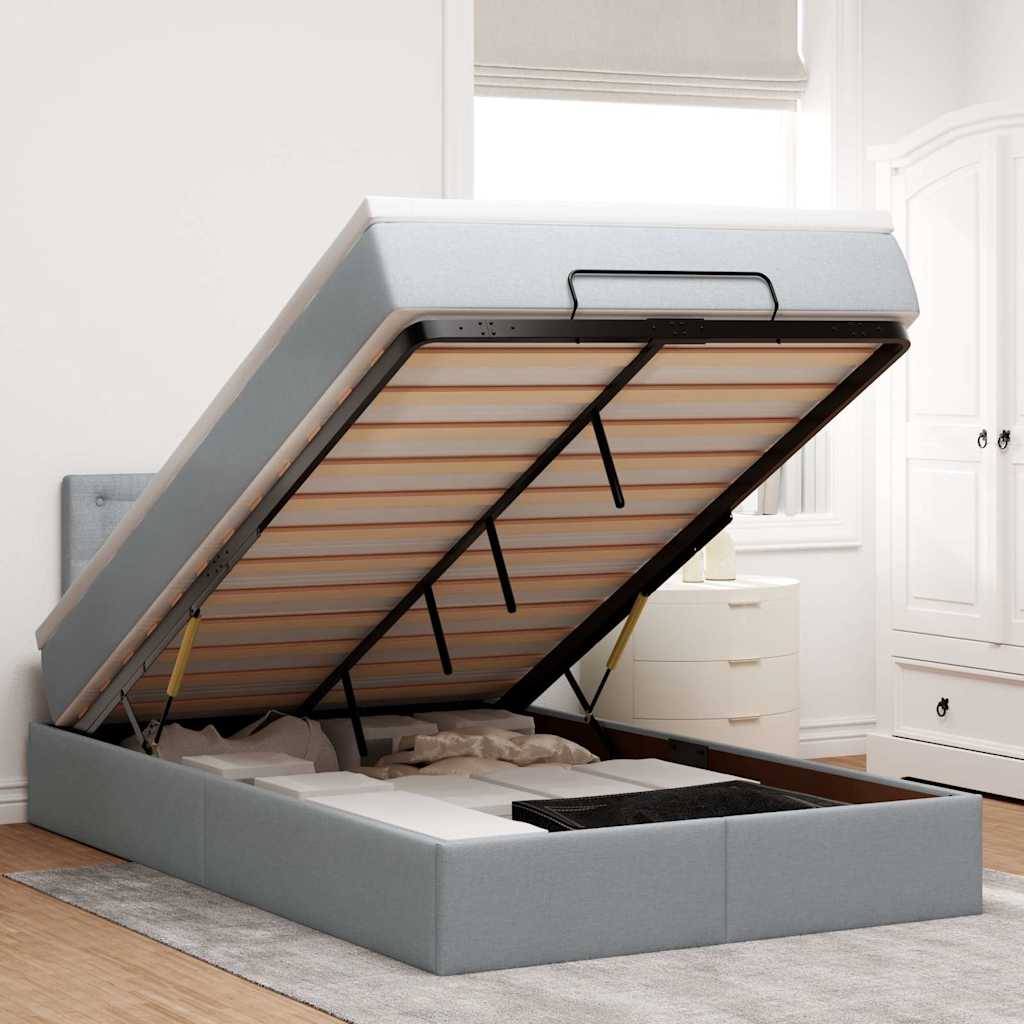 Lit Coffre Avec Matelas Et Led Tissu