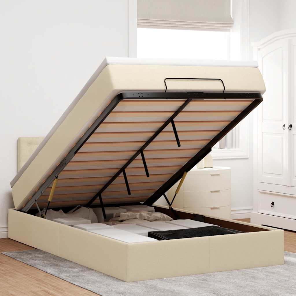Lit Coffre Avec Matelas Et Led Tissu