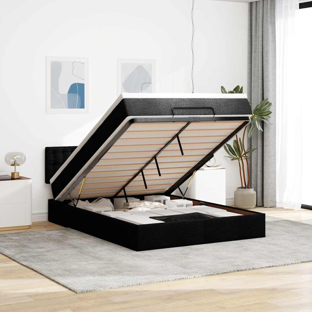 Lit Coffre Avec Matelas Et Led Tissu