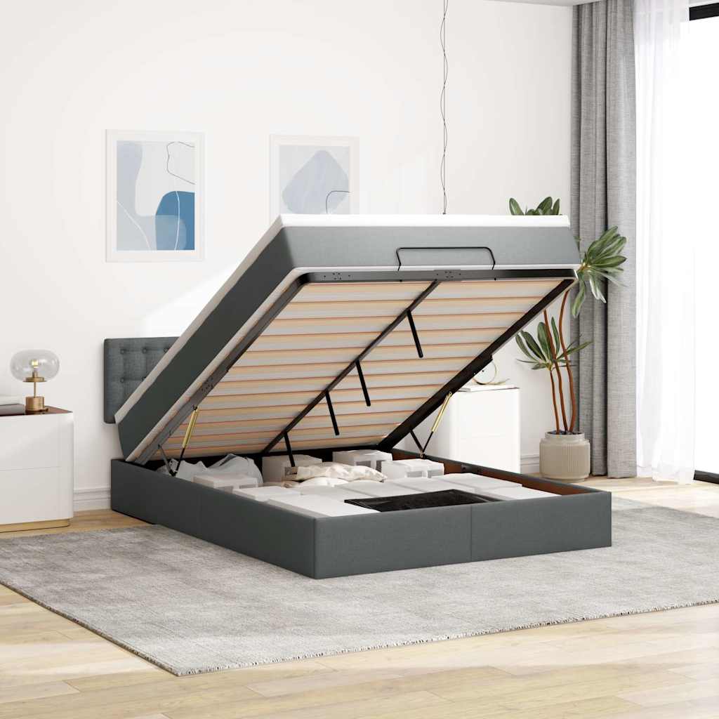 Lit Coffre Avec Matelas Et Led Tissu