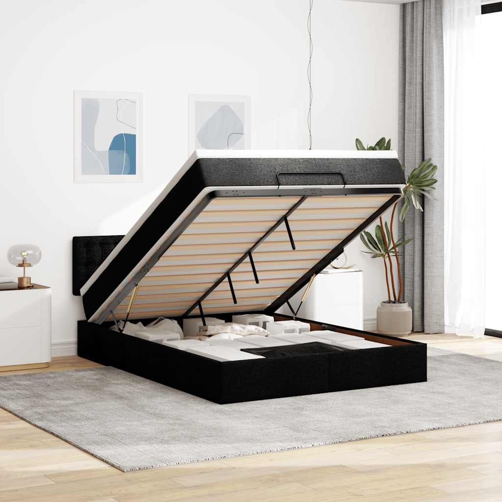 Lit Coffre Avec Matelas Et Led Tissu