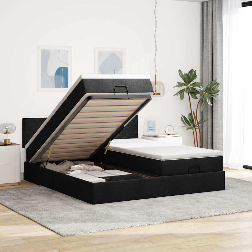 Cadre De Lit Ottoman Avec Matelas 200X200Cm Tissu