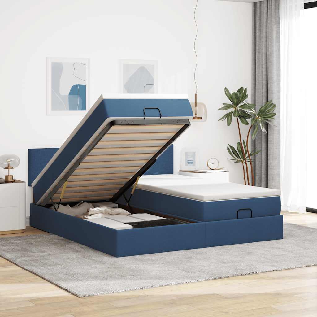Cadre De Lit Ottoman Avec Matelas 200X200Cm Tissu