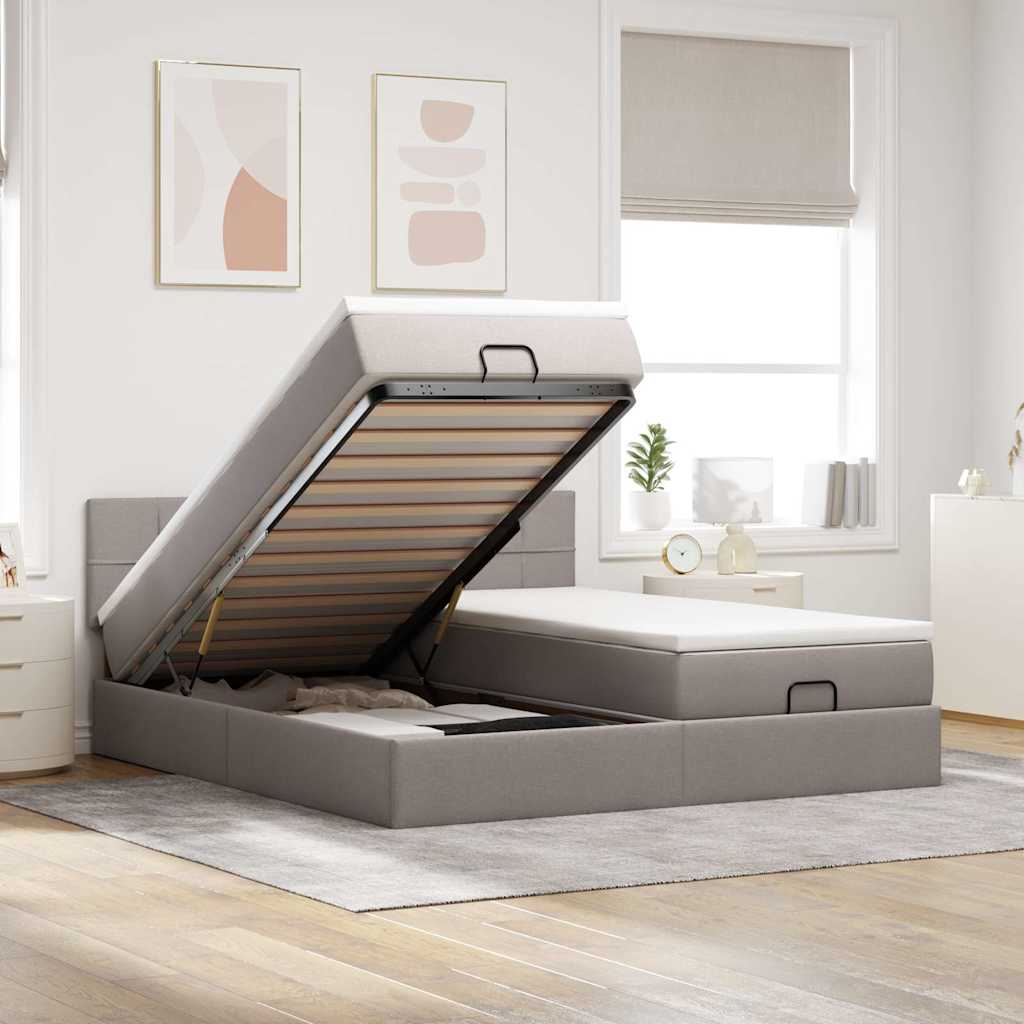 Cadre De Lit Ottoman Avec Matelas 200X200Cm Tissu