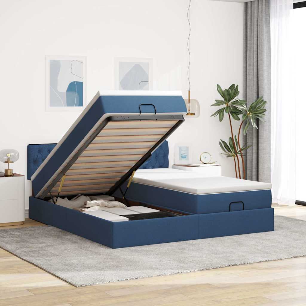 Cadre De Lit Ottoman Avec Matelas 200X200Cm Tissu