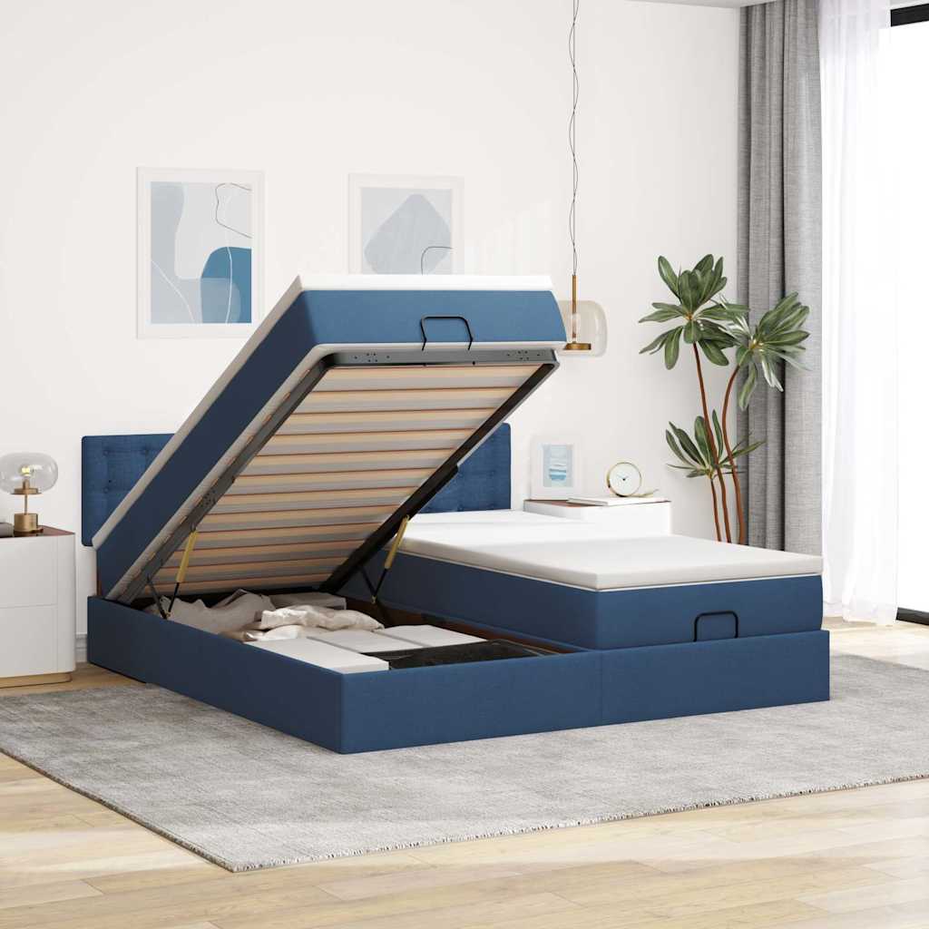 Cadre De Lit Ottoman Avec Matelas 200X200Cm Tissu