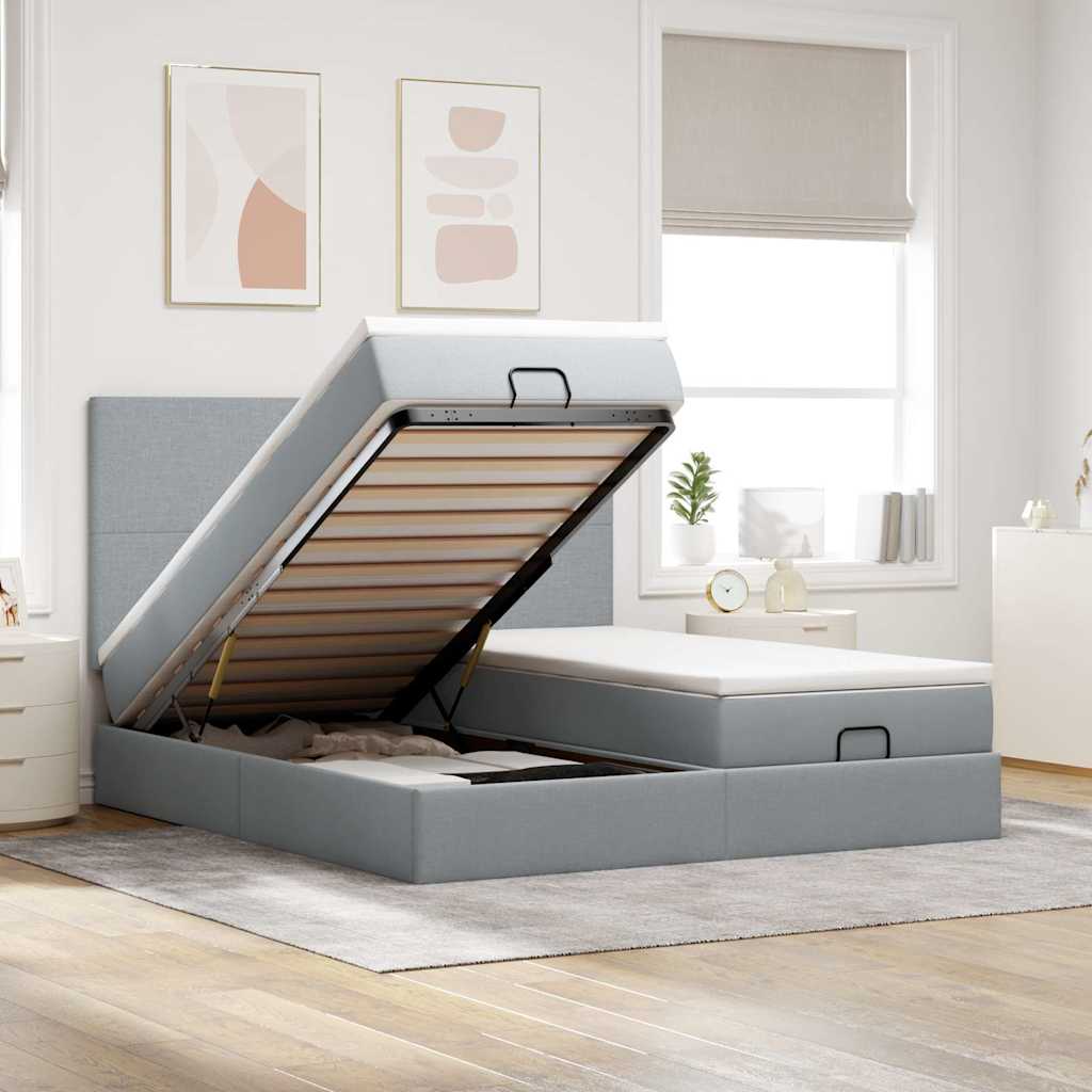 Cadre De Lit Ottoman Avec Matelas 200X200Cm Tissu