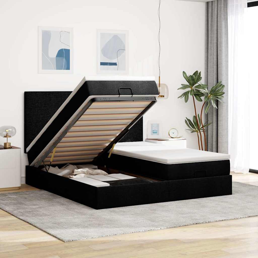 Cadre De Lit Ottoman Avec Matelas 200X200Cm Tissu
