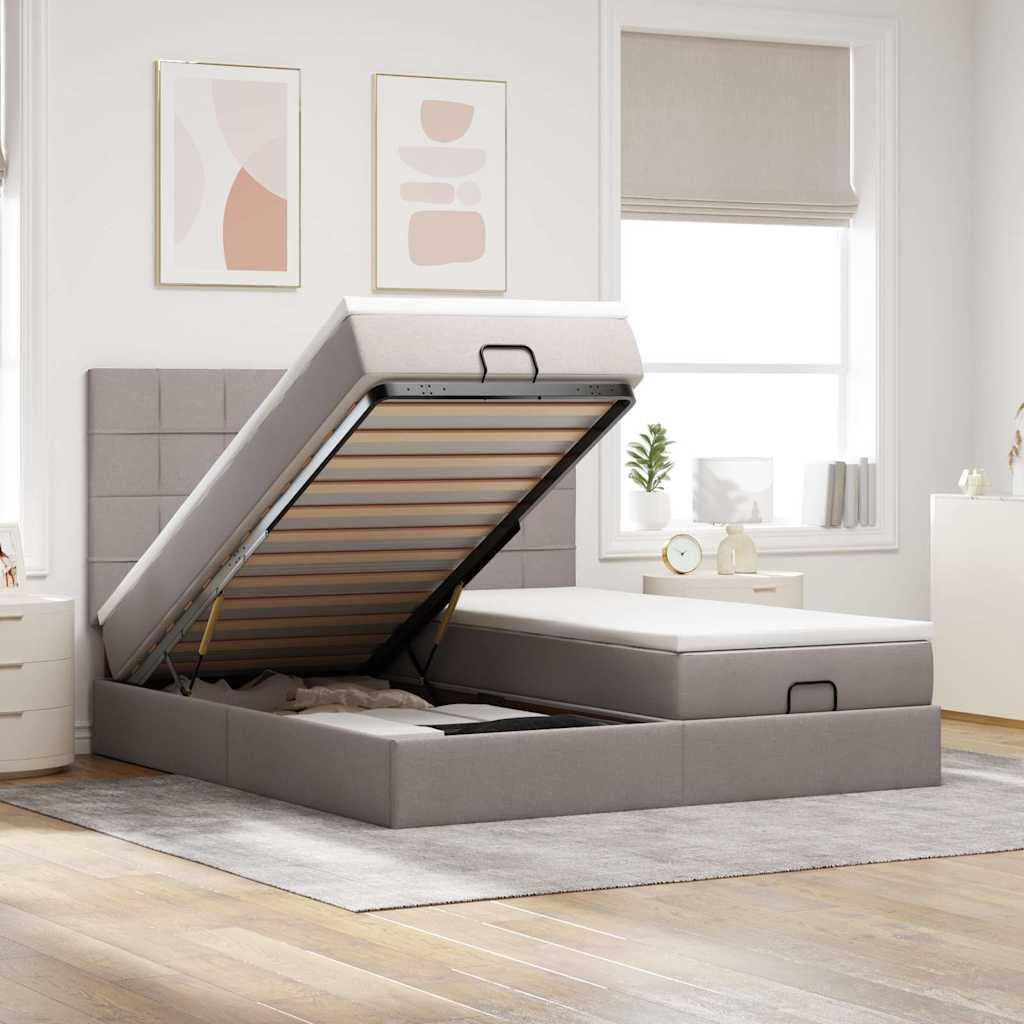 Cadre De Lit Ottoman Avec Matelas 200X200Cm Tissu