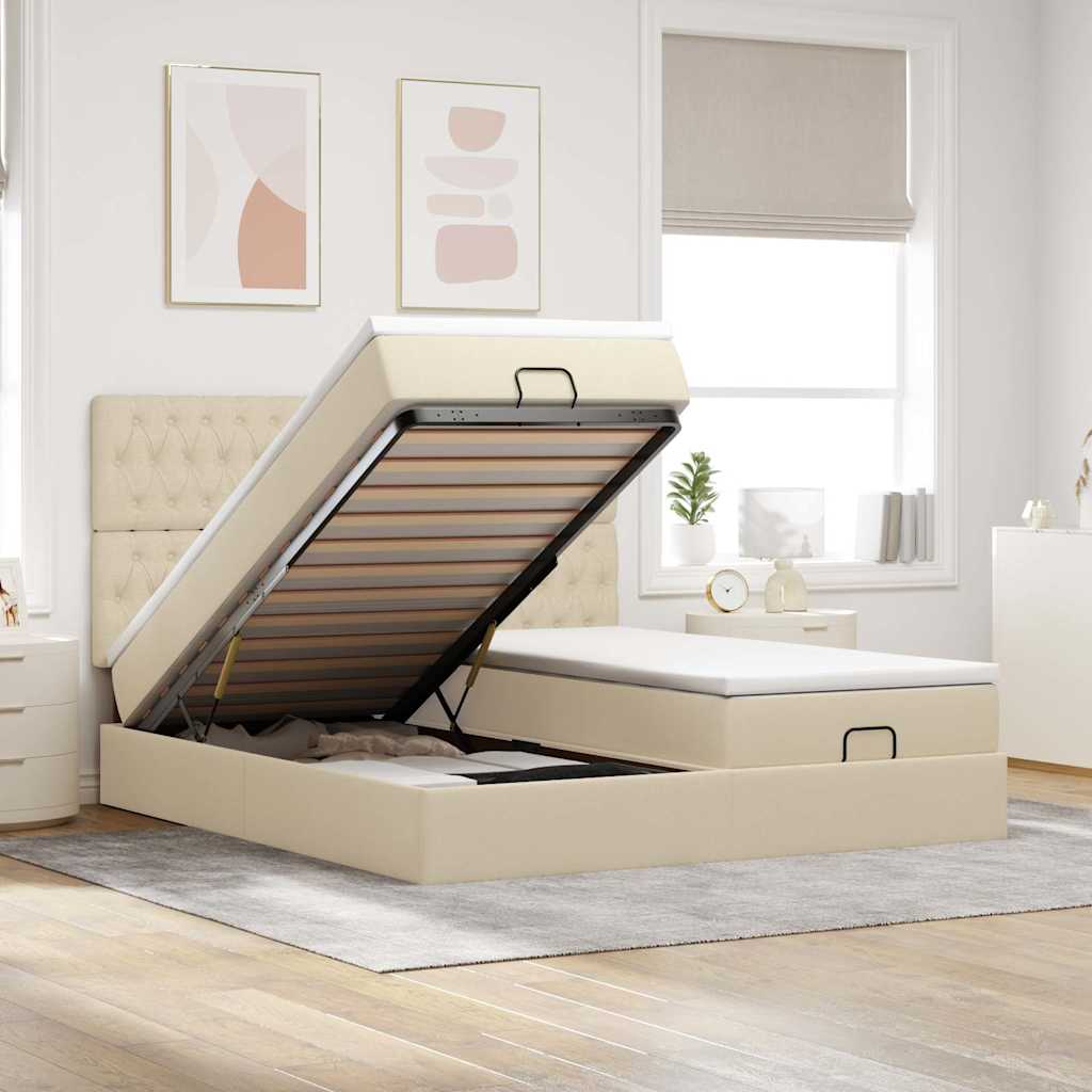 Cadre De Lit Ottoman Avec Matelas 200X200Cm Tissu