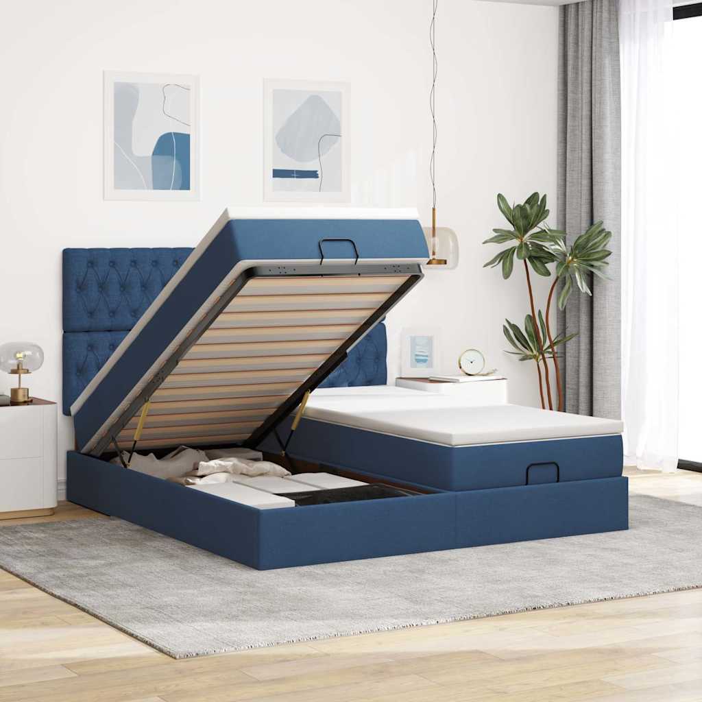 Cadre De Lit Ottoman Avec Matelas 200X200Cm Tissu