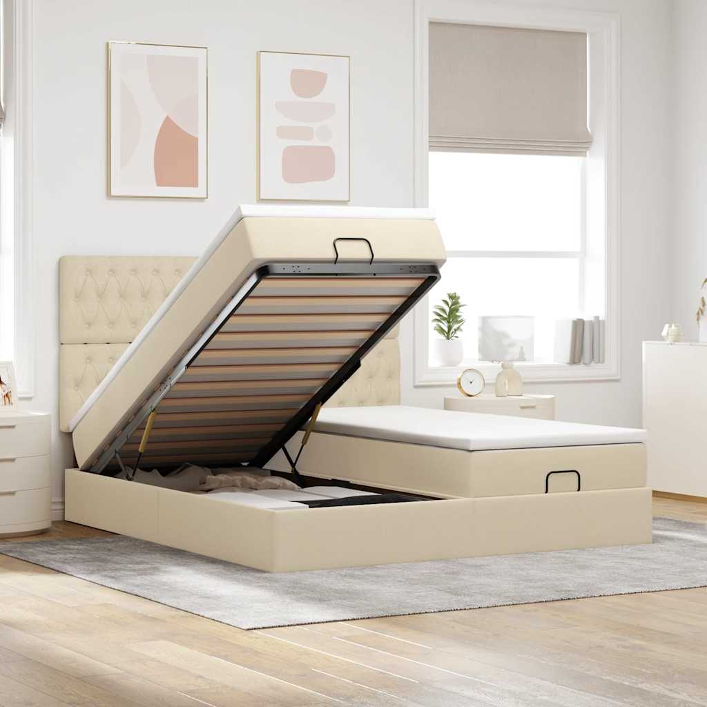 Cadre De Lit Ottoman Avec Matelas 200X200Cm Tissu