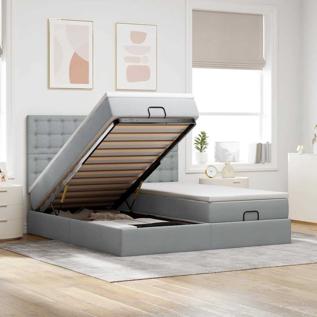 Cadre De Lit Ottoman Avec Matelas 200X200Cm Tissu