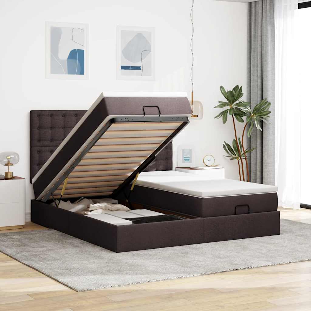 Cadre De Lit Ottoman Avec Matelas 200X200Cm Tissu