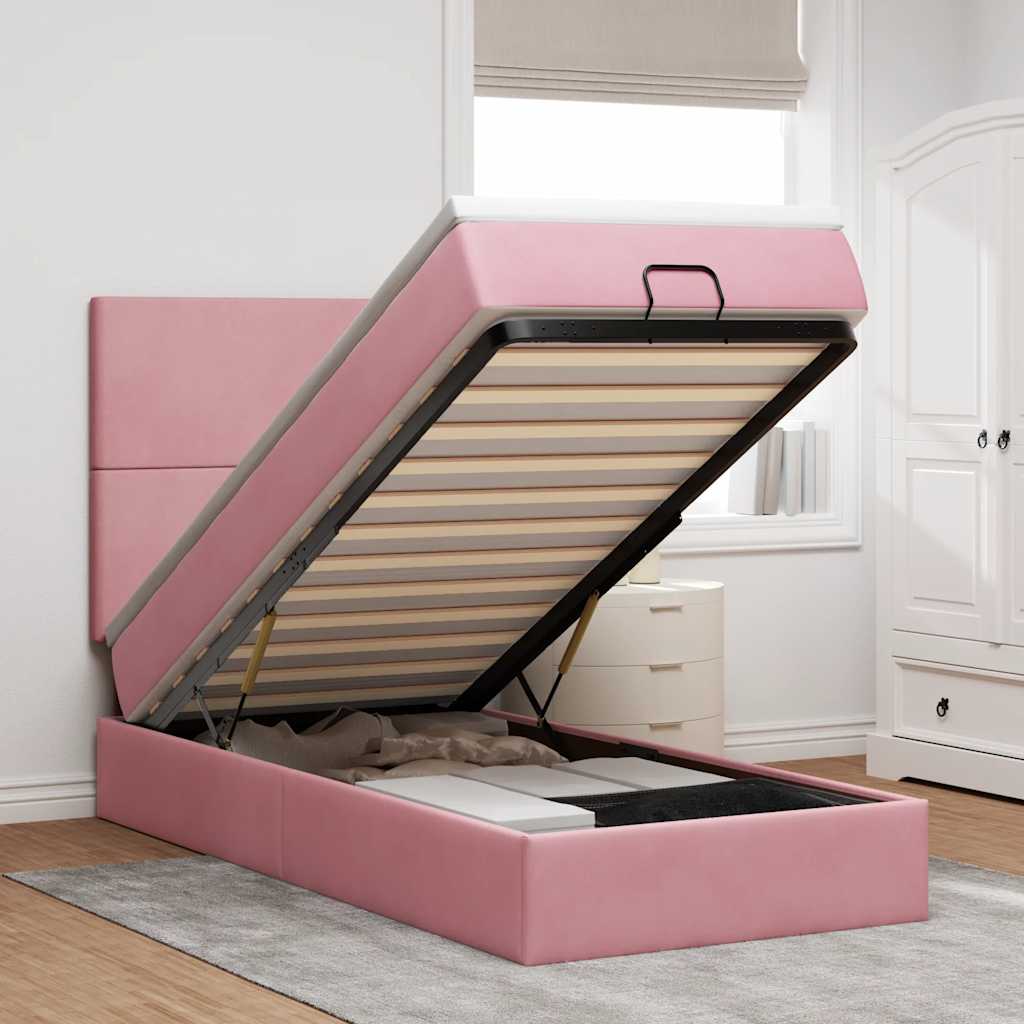 Lit Coffre Avec Matelas Et Led Velours