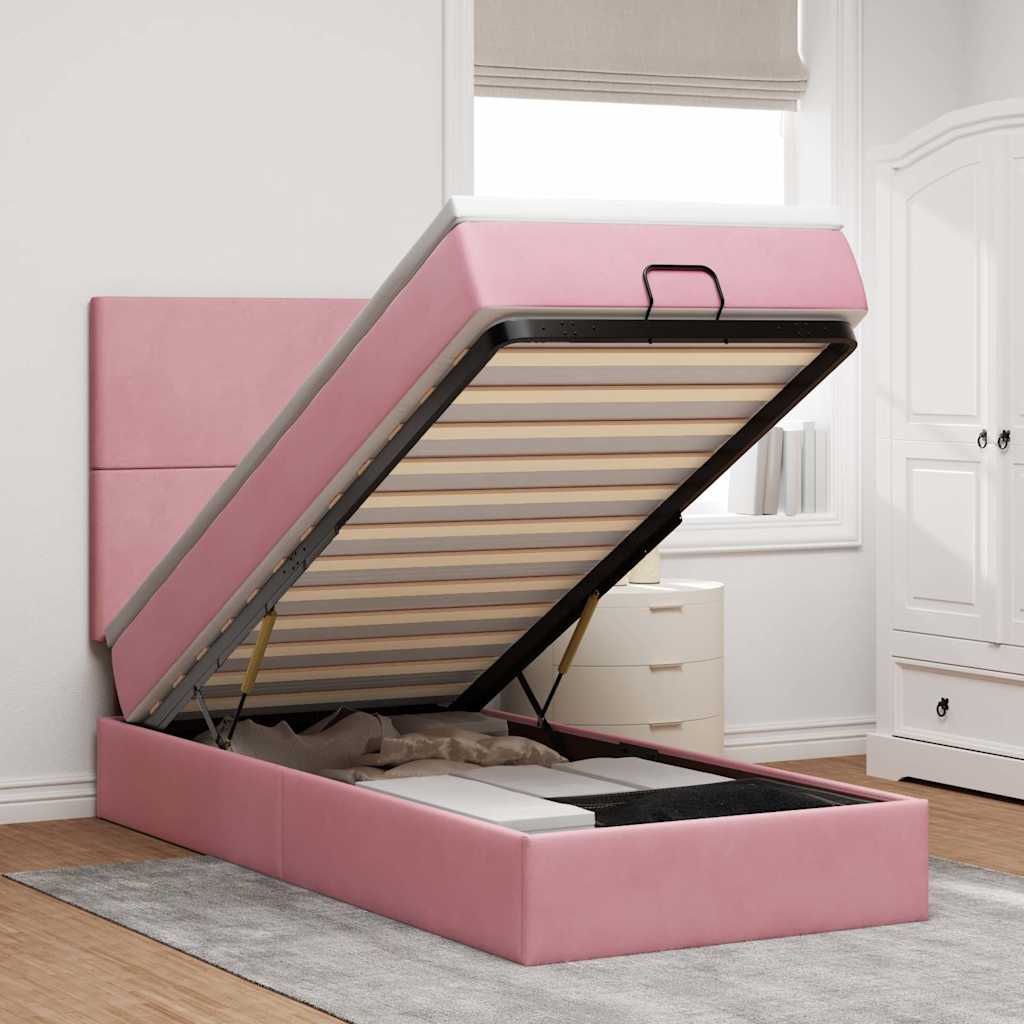 Lit Coffre Avec Matelas Et Led Velours