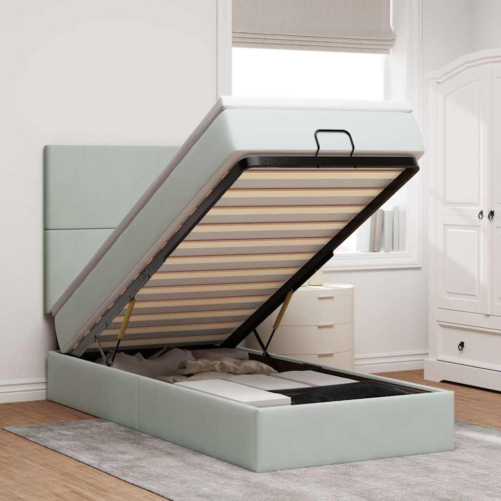 Lit Coffre Avec Matelas Et Led Velours
