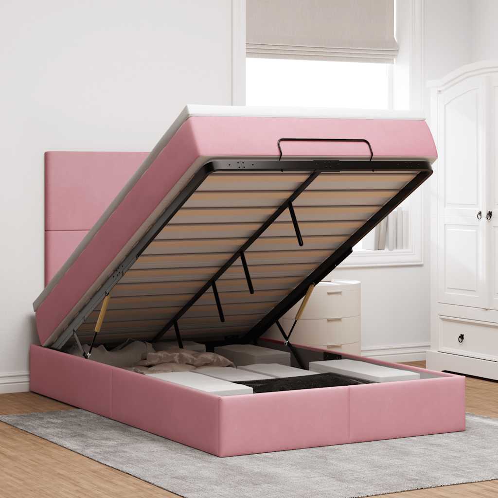 Lit Coffre Avec Matelas Et Led Velours