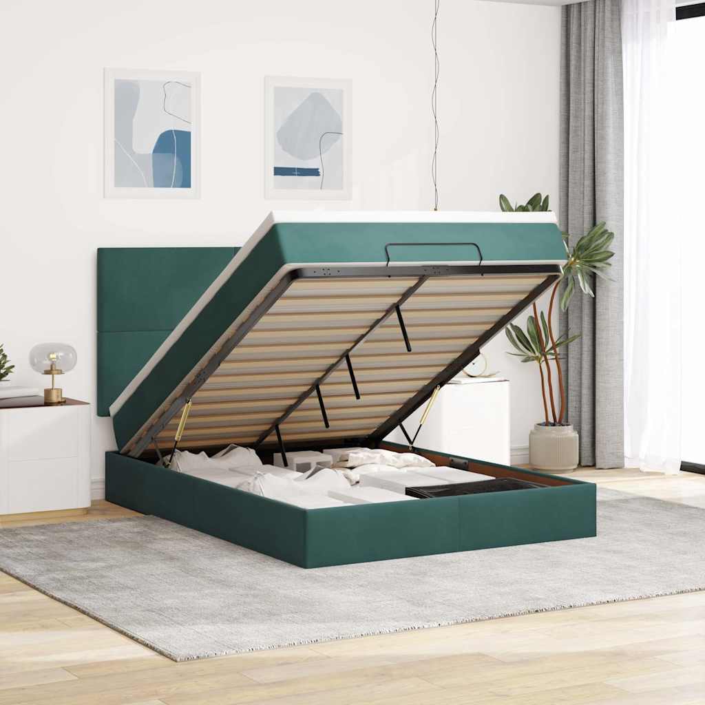 Lit Coffre Avec Matelas Et Led Velours