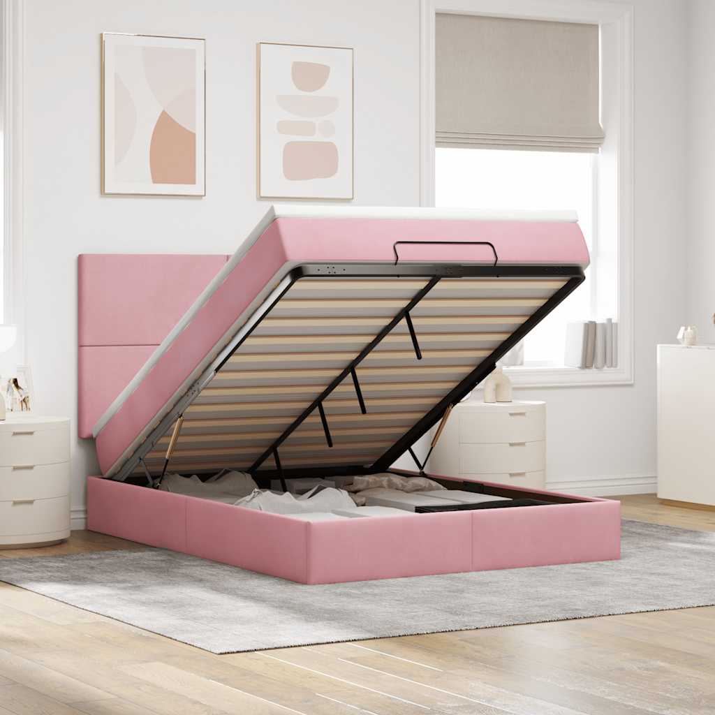 Lit Coffre Avec Matelas Et Led Velours