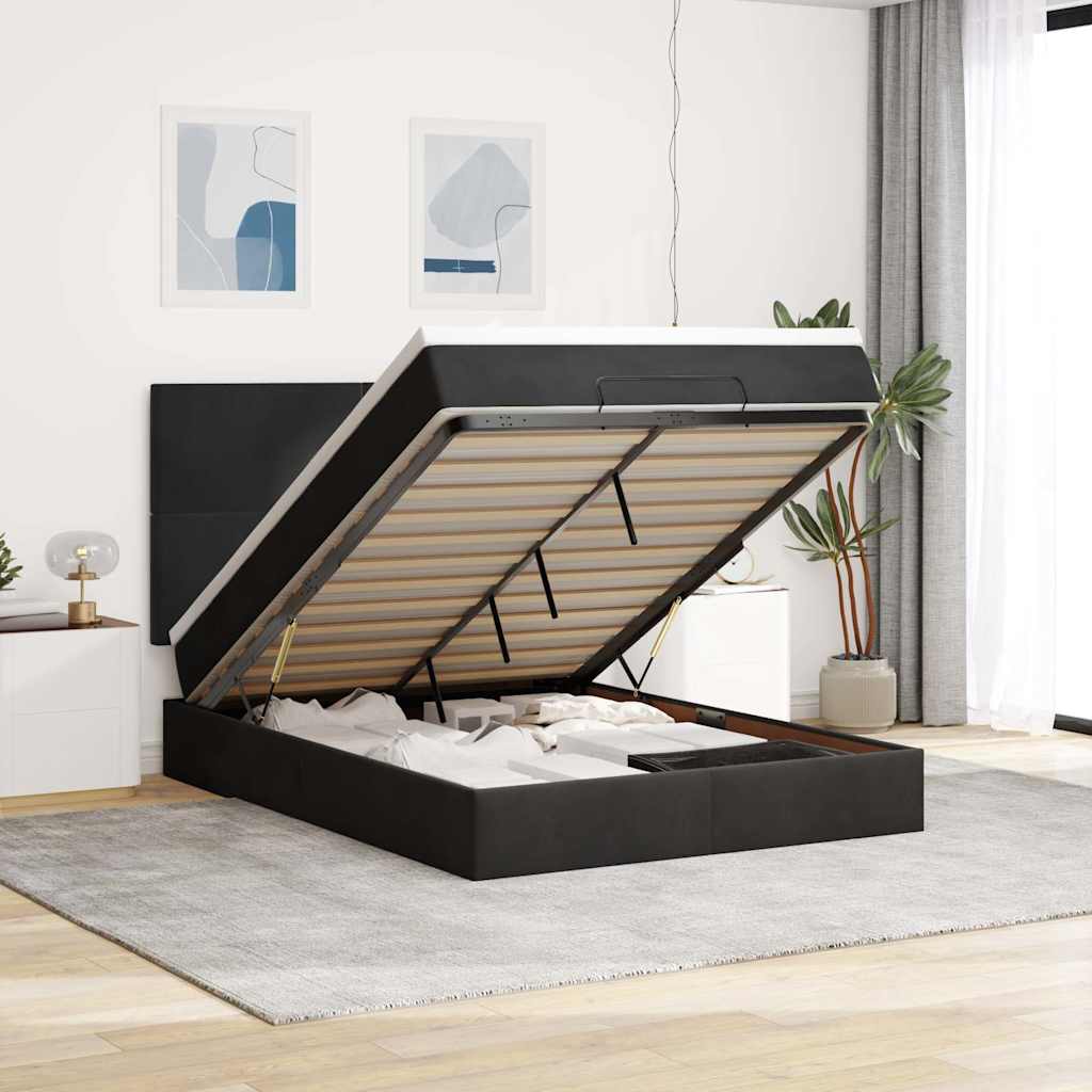Lit Coffre Avec Matelas Et Led Velours