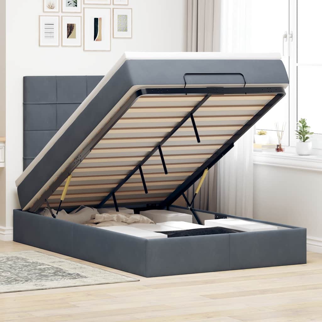 Lit Coffre Avec Matelas Et Led Velours