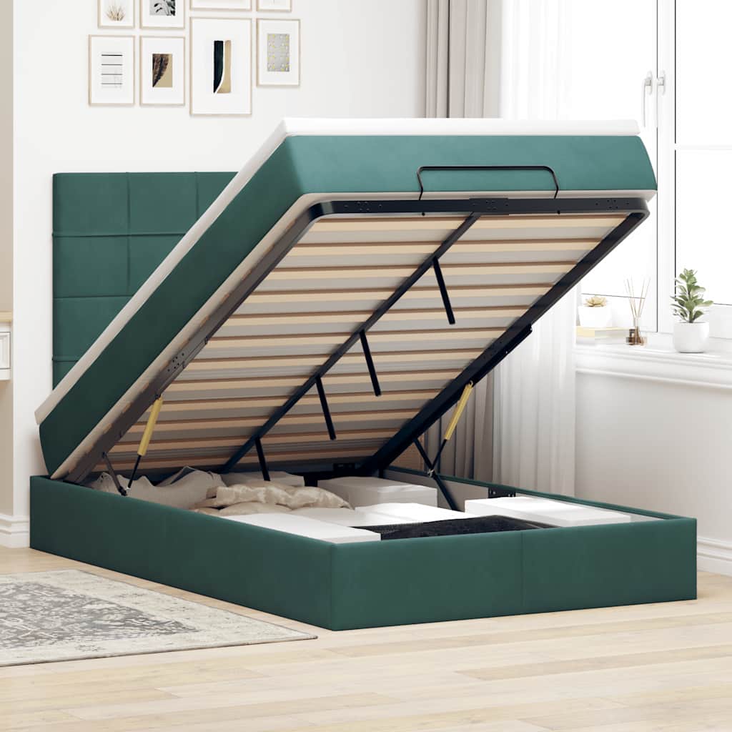 Lit Coffre Avec Matelas Et Led Velours