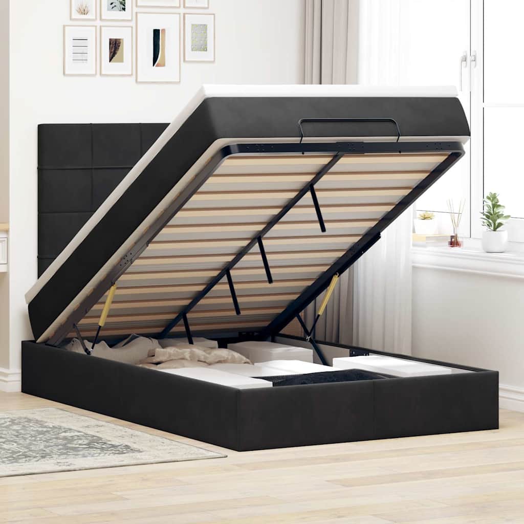 Lit Coffre Avec Matelas Et Led Velours
