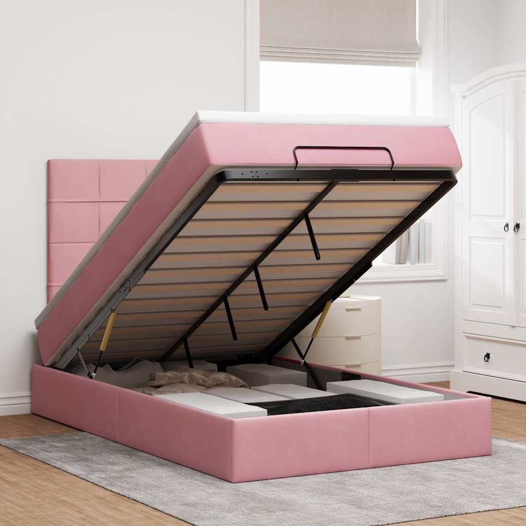 Lit Coffre Avec Matelas Et Led Velours