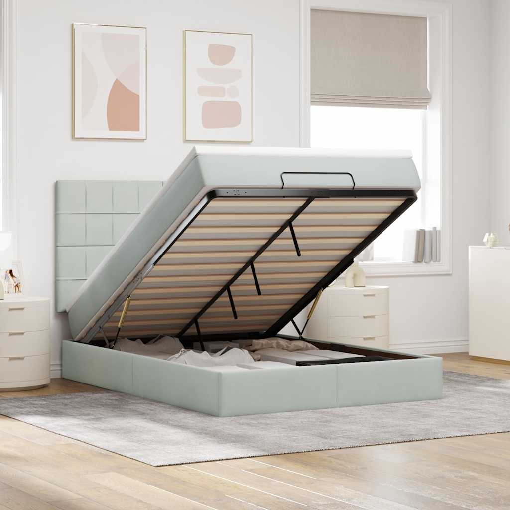 Lit Coffre Avec Matelas Et Led Velours