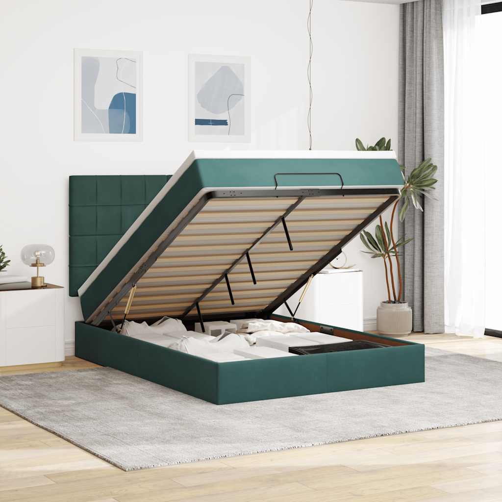 Lit Coffre Avec Matelas Et Led Velours
