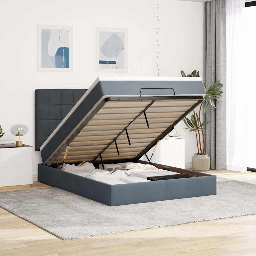 Lit Coffre Avec Matelas Et Led Velours