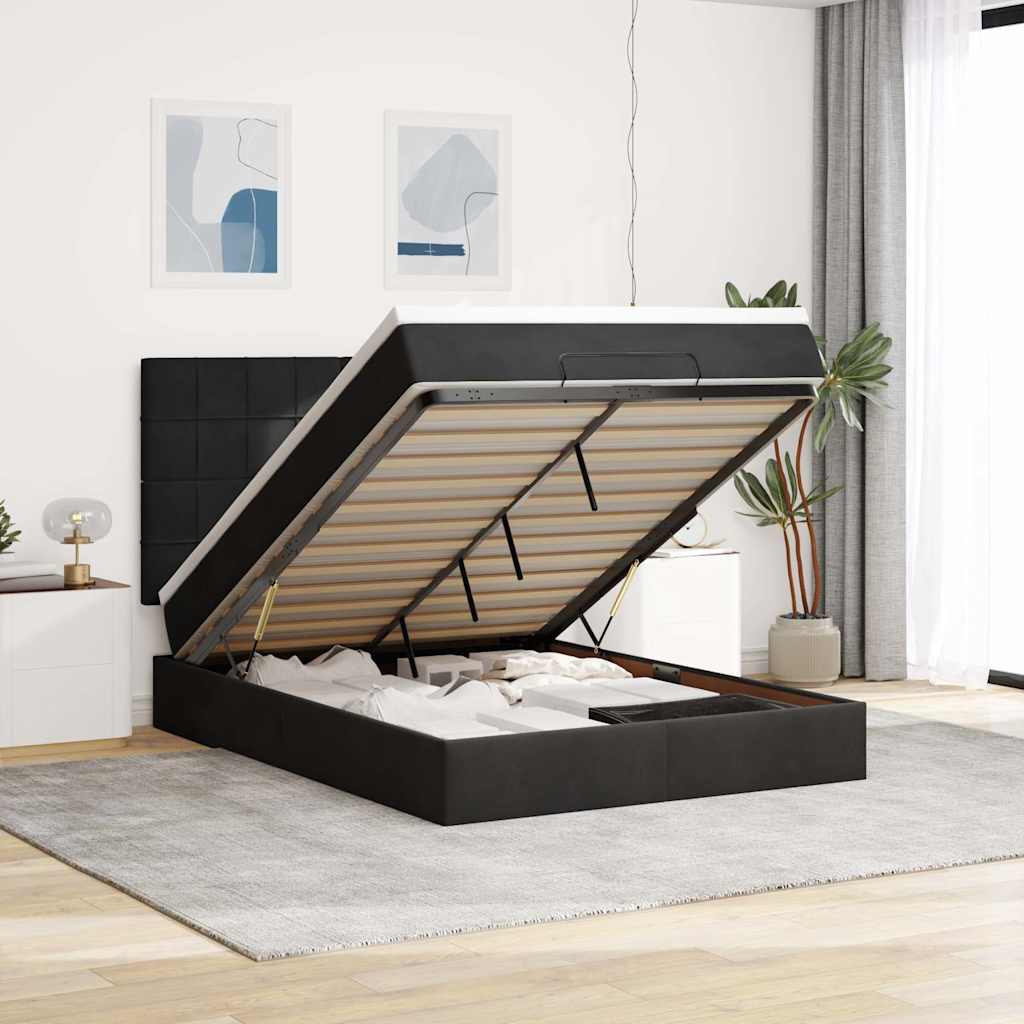 Lit Coffre Avec Matelas Et Led Velours