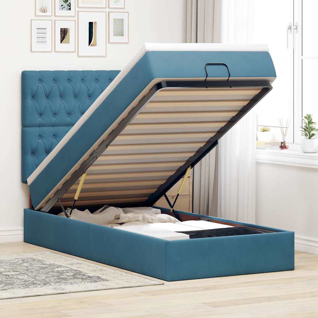 Lit Coffre Avec Matelas Et Led Velours