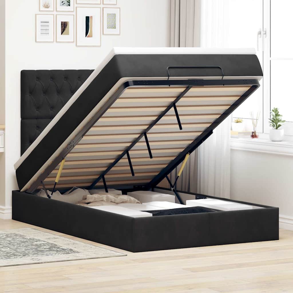 Lit Coffre Avec Matelas Et Led Velours