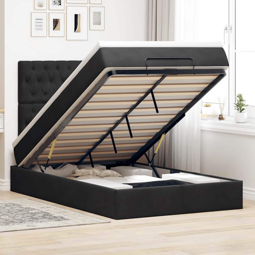 Lit Coffre Avec Matelas Et Led Velours