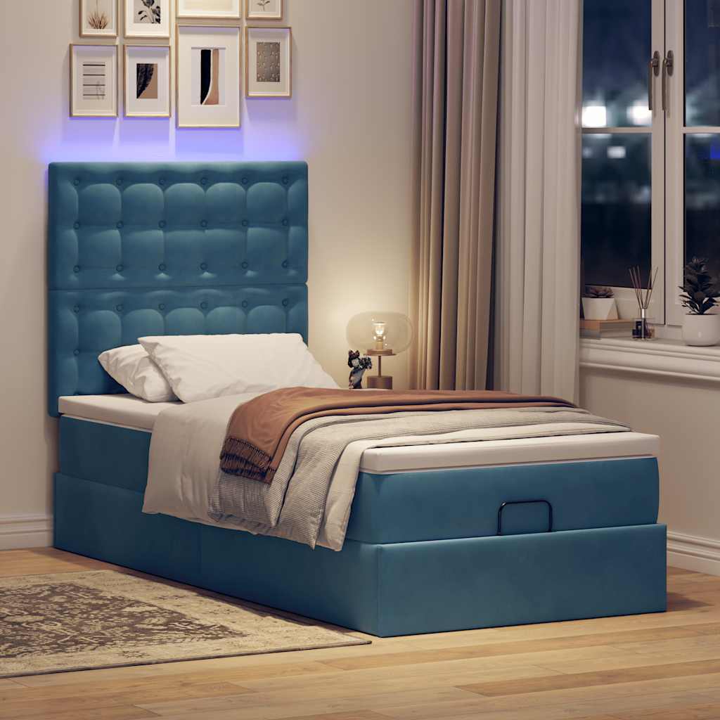 Lit Coffre Avec Matelas Et Led Velours