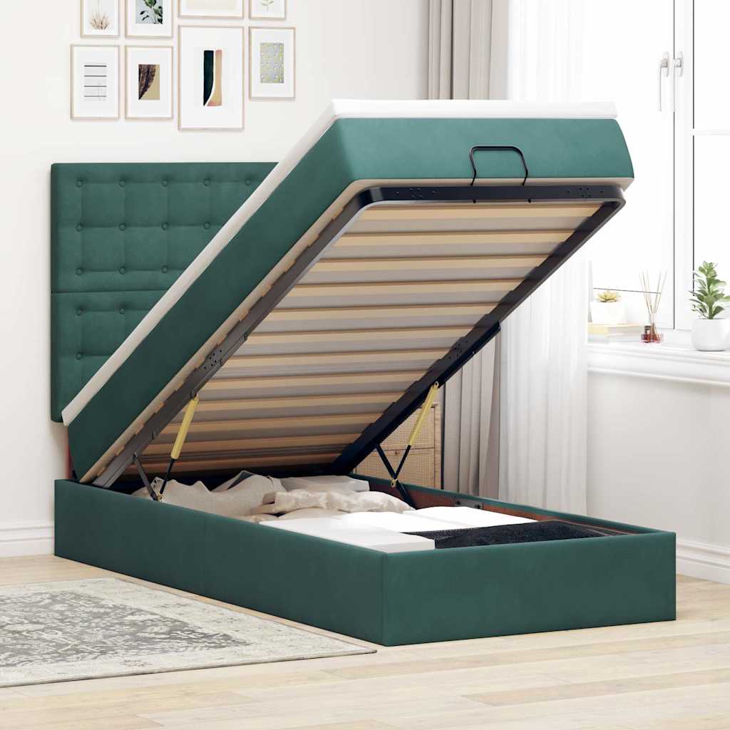 Lit Coffre Avec Matelas Et Led Velours